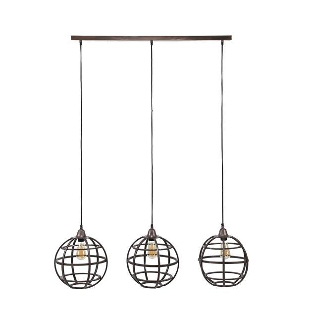 De industriële hanglamp Jayla 3-lichts - Antiek koperen finish 