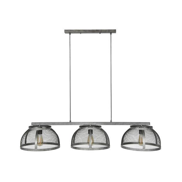 De industriële hanglamp Lindon 3-lichts oud zilver