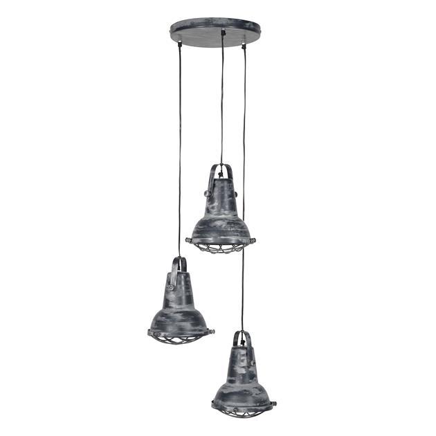 Industriële hanglamp Moke 3-lichts grijs betonlook