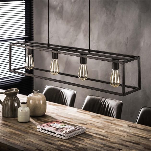 Industriële hanglamp Stella 4-lichts oud zilver