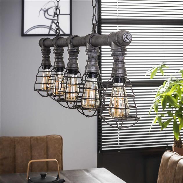 De industriële hanglamp Zion grijs (5-L)