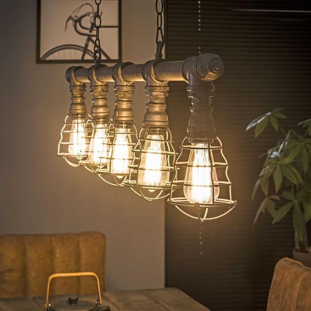 De industriële hanglamp Zion grijs (5-L)