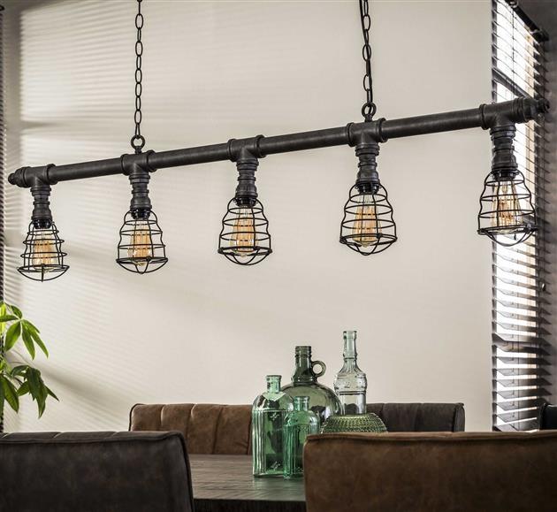 De industriële hanglamp Zion grijs (5-L)