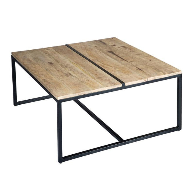 Industriële salontafel Inaya zwart mangohout