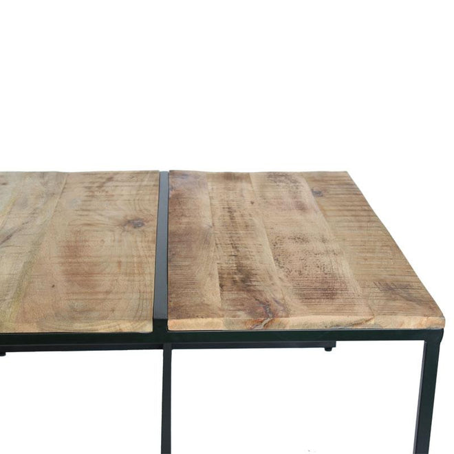 Industriële salontafel Inaya zwart mangohout