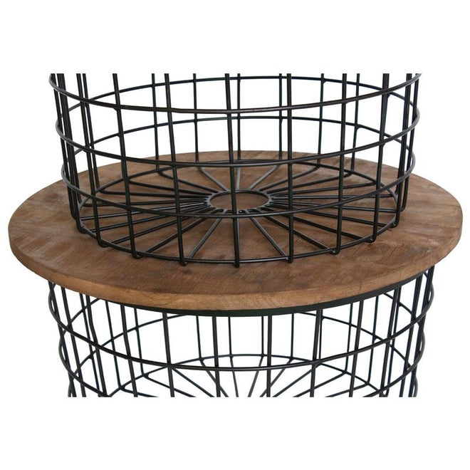 De industriële salontafel set Chopard zwart mand (2 stuks)