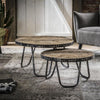 Industriële salontafel set Flynt hardhout (2 stuks)