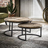 Industriële salontafel set vintage hardhout (2 stuks)