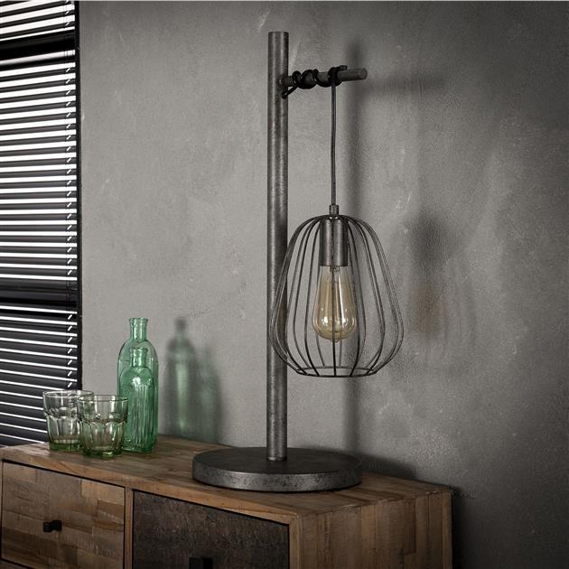 Industriële tafellamp Grisham 1-lichts oud zilver