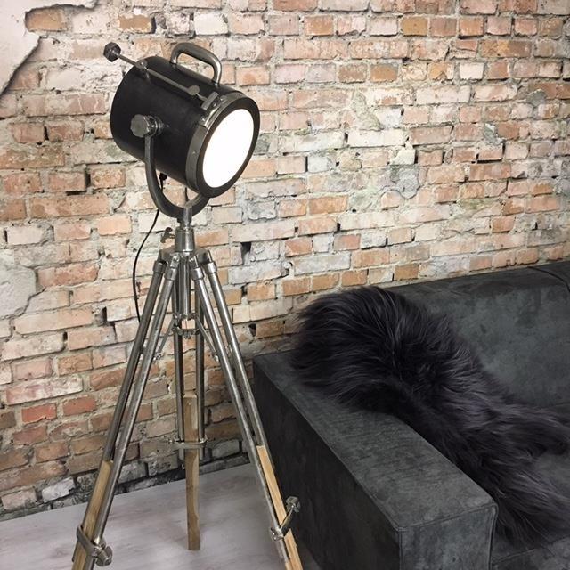 Industriële vloerlamp Quin Raw nickel