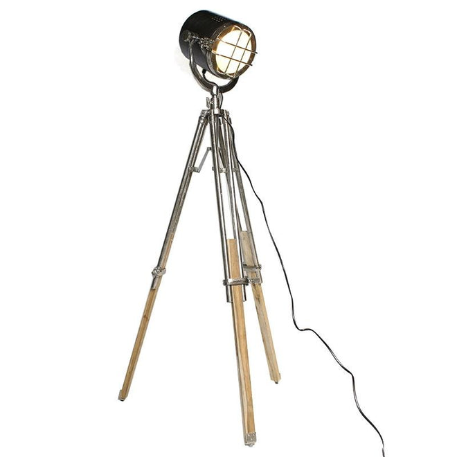 Industriële vloerlamp Dexter Raw nickel