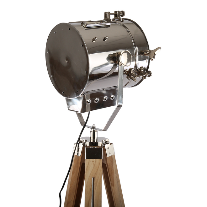 Industriële vloerlamp Jax hout metaal