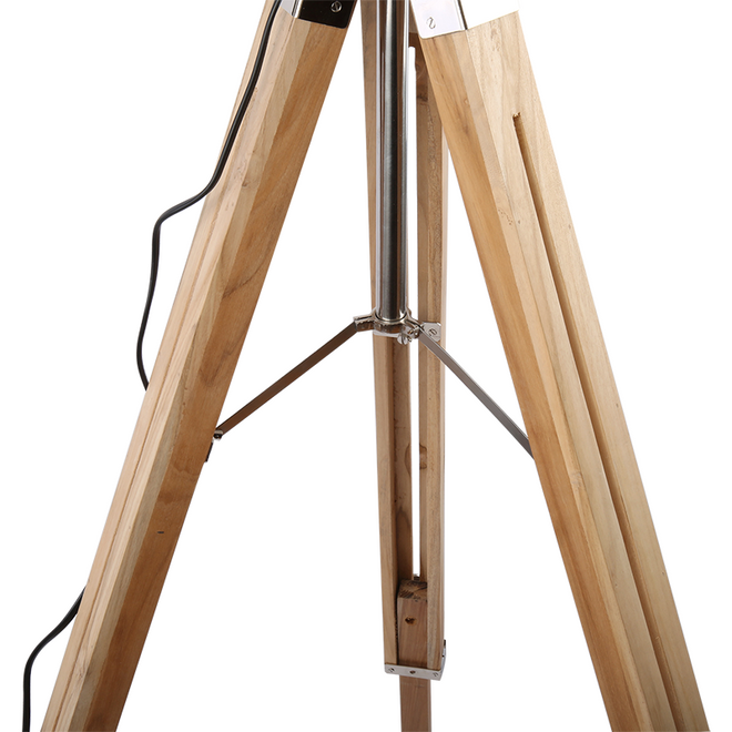 Industriële vloerlamp Jax hout metaal