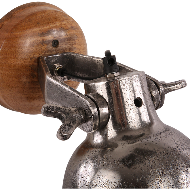 Industriële wandlamp Zach hout metaal 