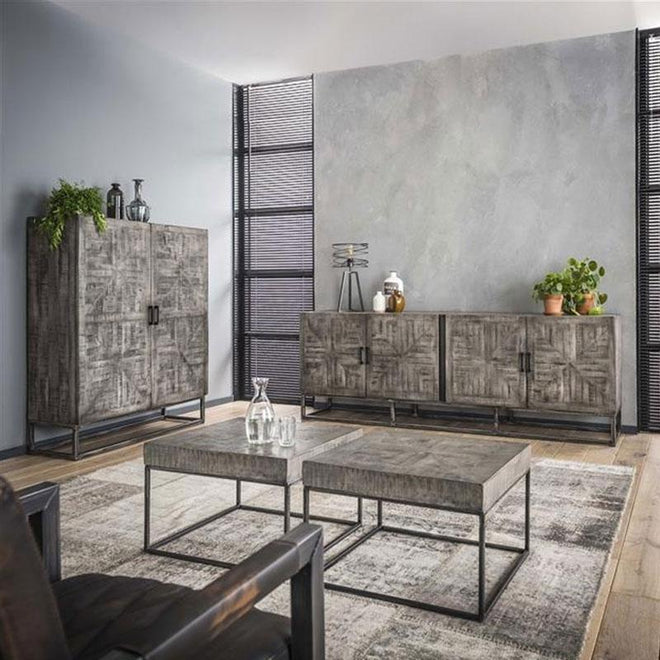 Industrieel dressoir Bruno grijs mangohout