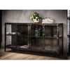 Industrieel dressoir Camilo zwart glas metaal