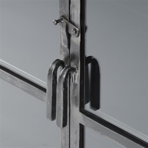 Industrieel dressoir Camilo zwart glas metaal