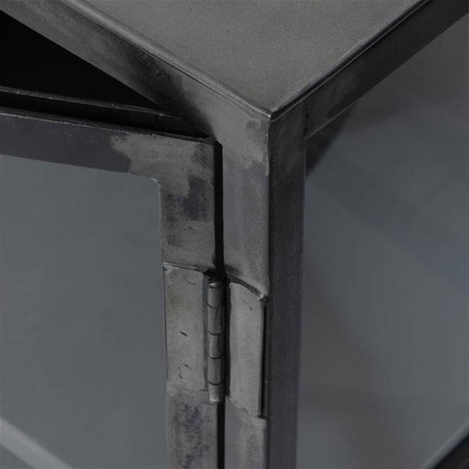 Industrieel dressoir Camilo zwart glas metaal