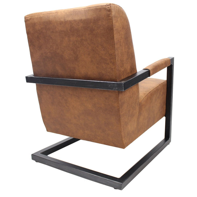 Industriële fauteuil Denver cognac