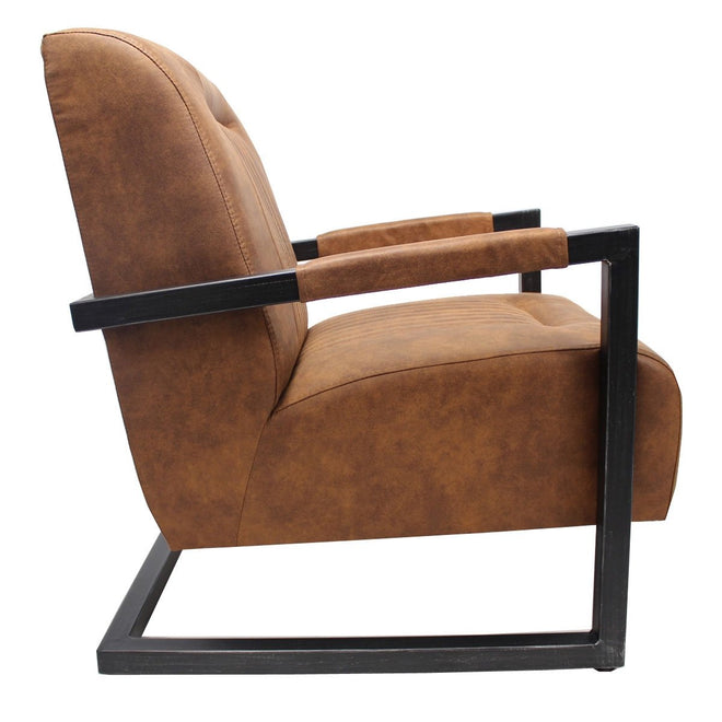 Industriële fauteuil Denver cognac
