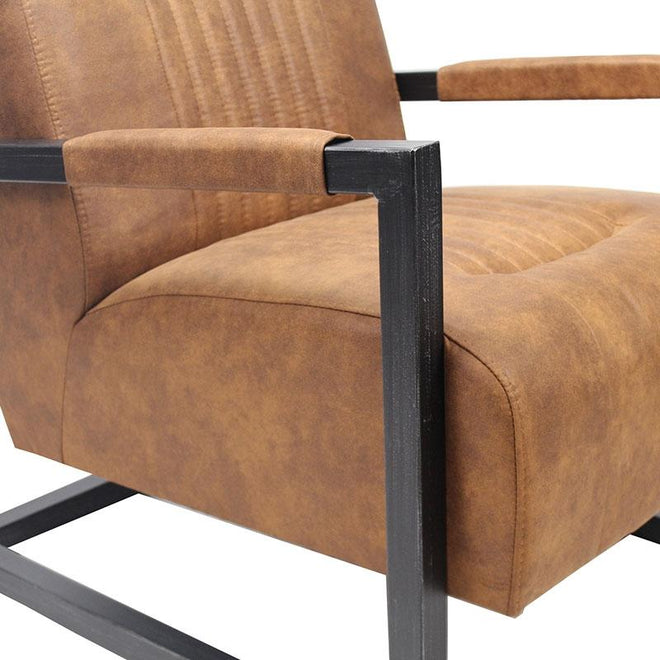Industriële fauteuil Denver cognac
