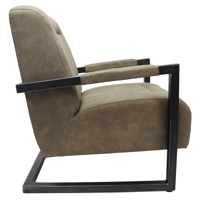 Industriële fauteuil Denver olijf groen