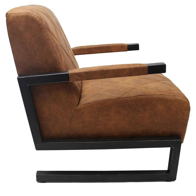Industriële fauteuil James cognac
