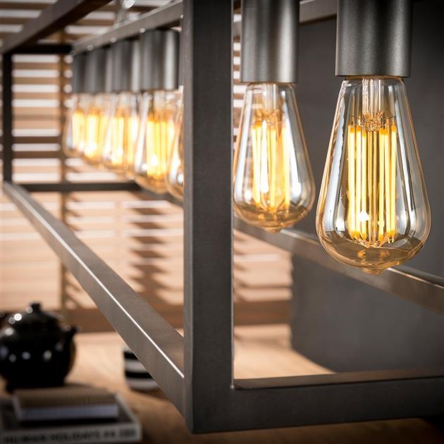 Industriële hanglamp Mattan zilver rechthoek 7-lichts