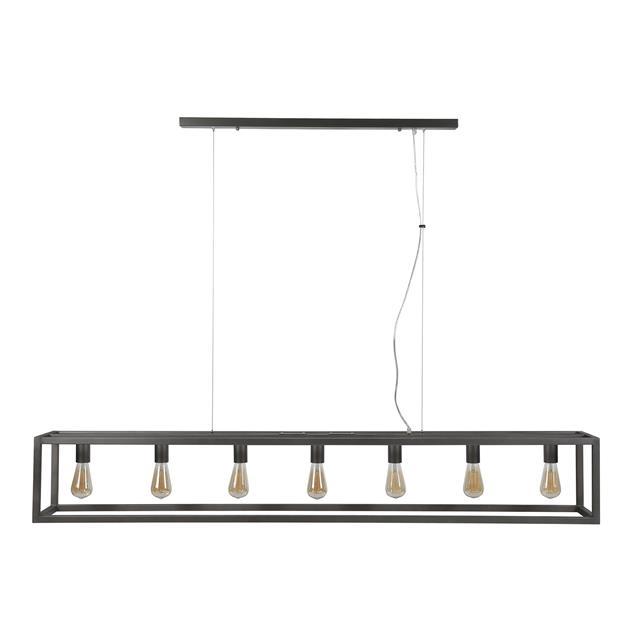 Industriële hanglamp Mattan zilver rechthoek 7-lichts