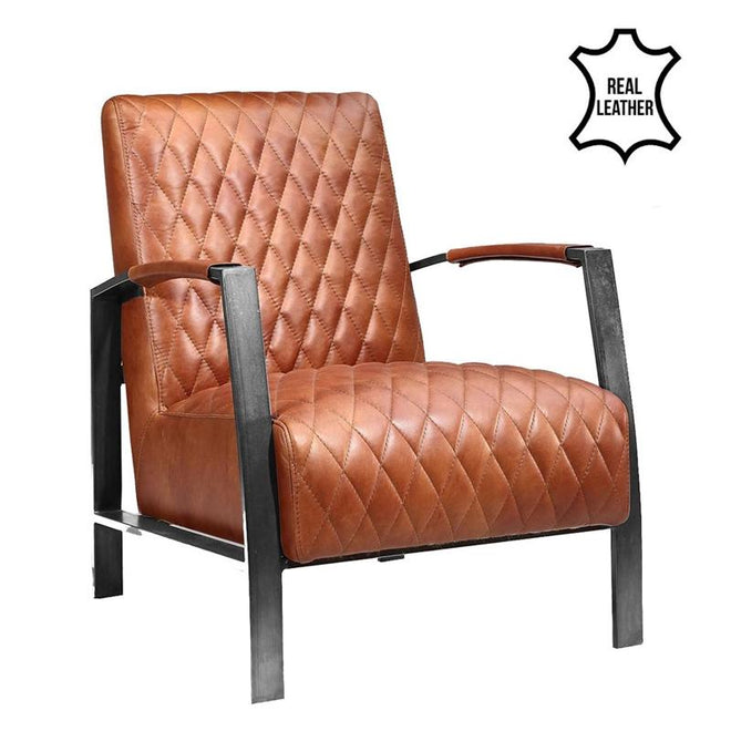 Industriële fauteuil Nelson cognac - Bronx71
