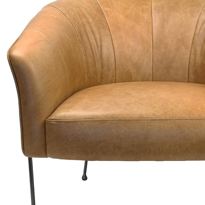 Industriële fauteuil Omega cognac | Old English design