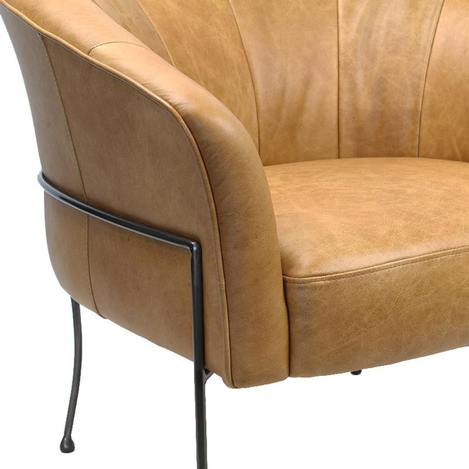Industriële fauteuil Omega cognac | Old English design