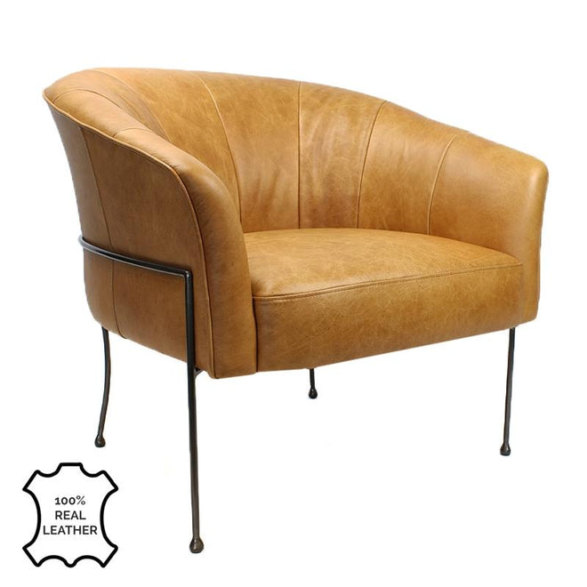 Industriële fauteuil Omega cognac | Old English design