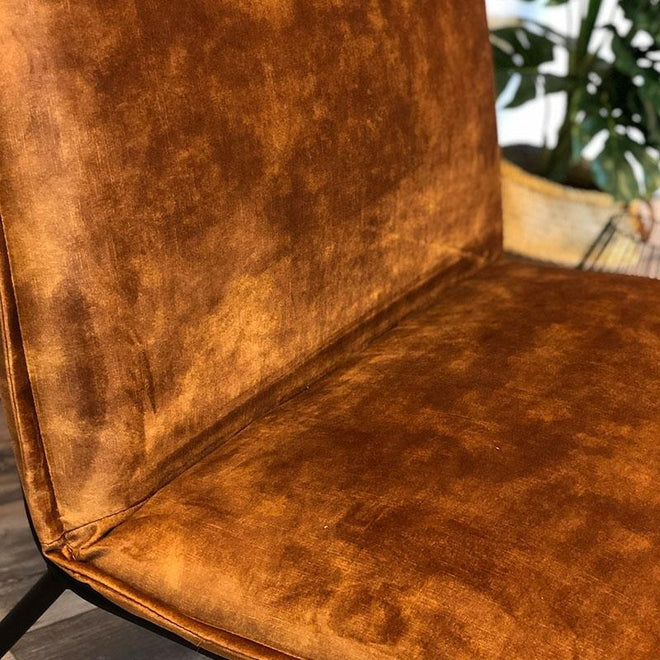 Fauteuil Dante velvet Luxury oker geel/cognac bruin