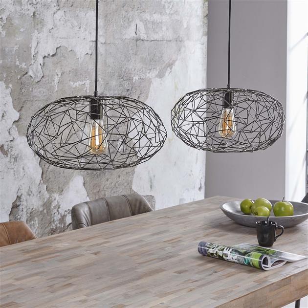 Moderne hanglamp Curtiz 2-lichts zwart nikkel