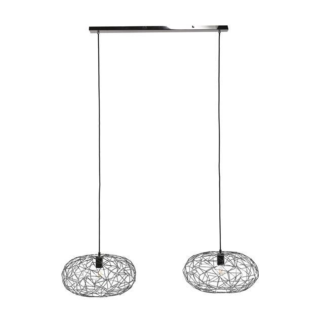 Moderne hanglamp Curtiz 2-lichts zwart nikkel