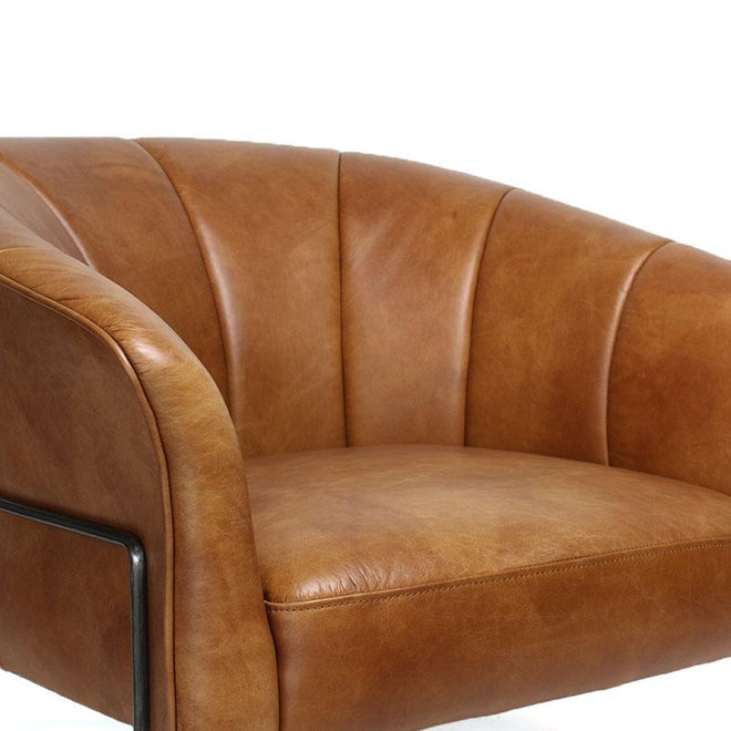 Industriële fauteuil Omega cognac | Old English design