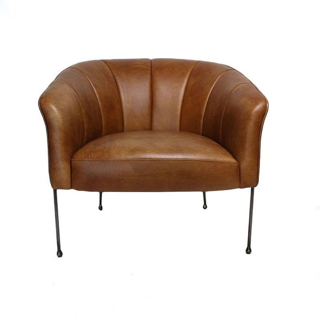 Industriële fauteuil Omega cognac | Old English design