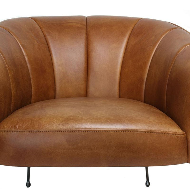 Industriële fauteuil Omega cognac | Old English design