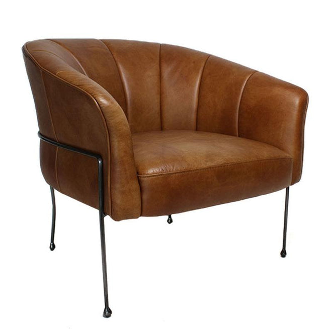 Industriële fauteuil Omega cognac | Old English design