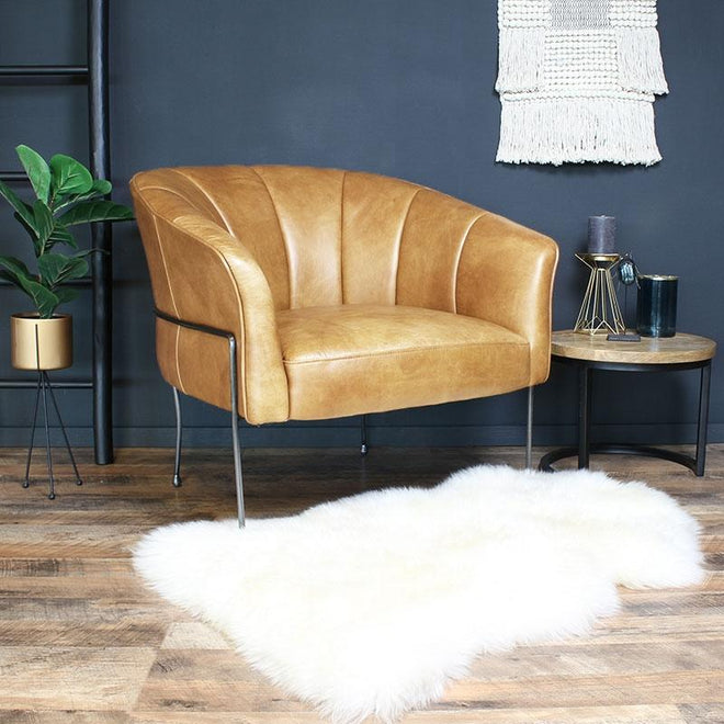 Industriële fauteuil Omega cognac | Old English design