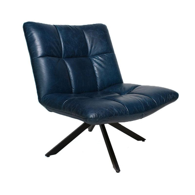 Industriële fauteuil Jovi blauw leer