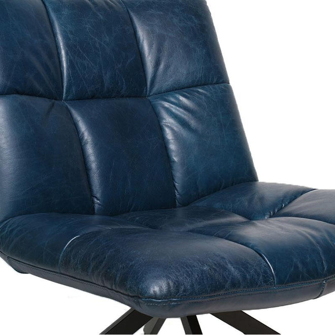 Industriële fauteuil Jovi blauw leer