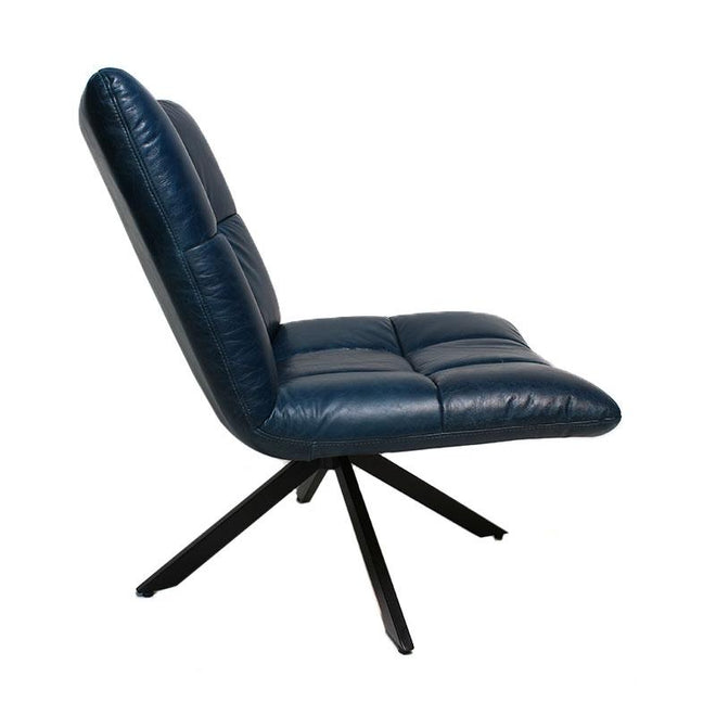 Industriële fauteuil Jovi blauw leer