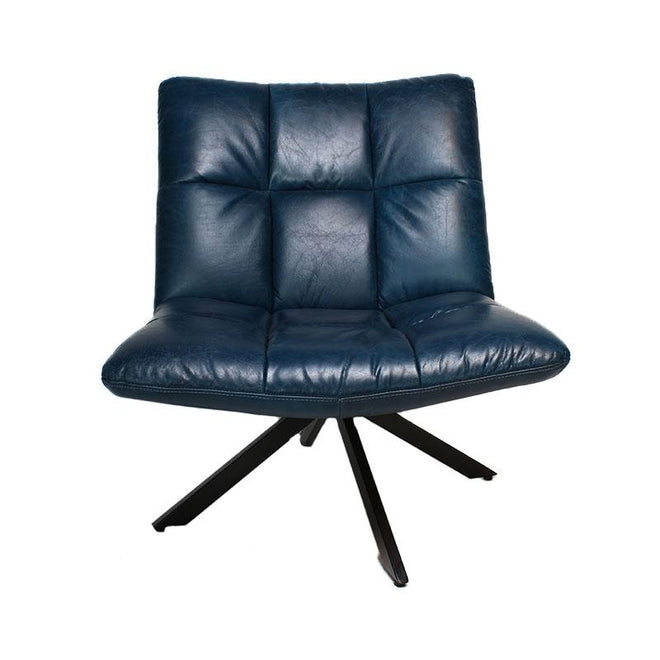 Industriële fauteuil Jovi blauw leer