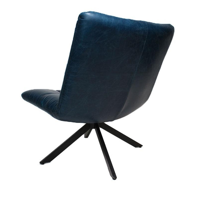 Industriële fauteuil Jovi blauw leer