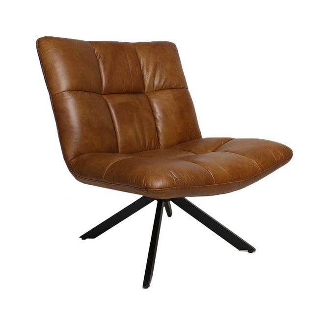 Industriële fauteuil Jovi cognac leer