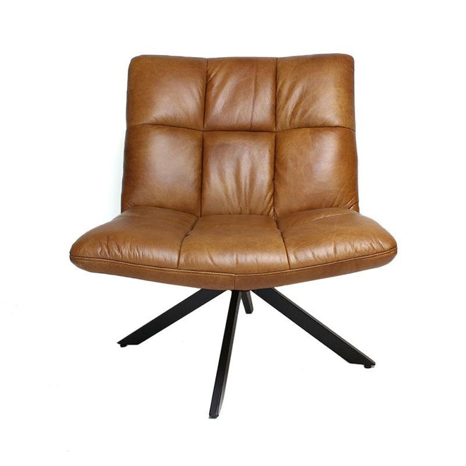 Industriële fauteuil Jovi cognac leer