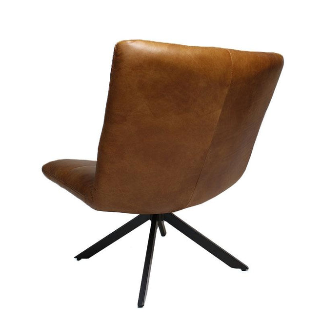 Industriële fauteuil Jovi cognac leer