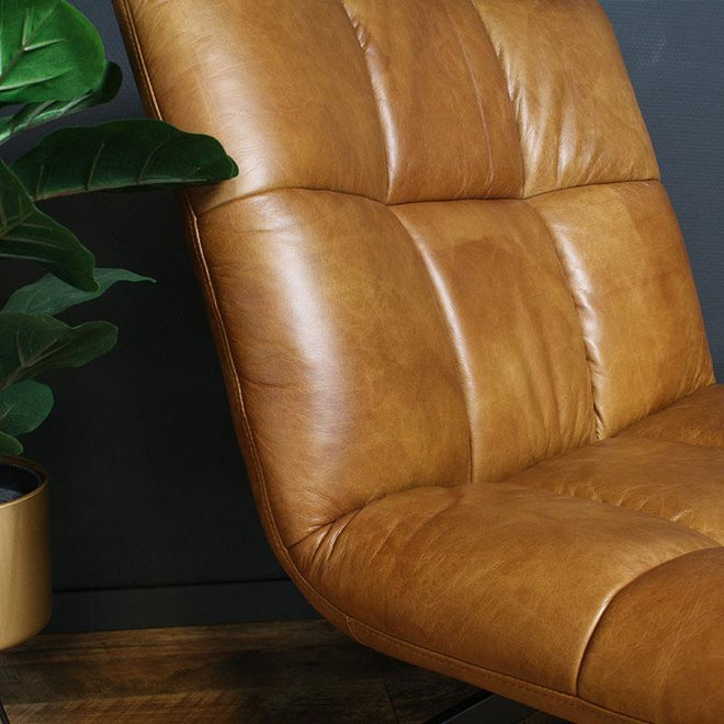 Industriële fauteuil Jovi cognac leer